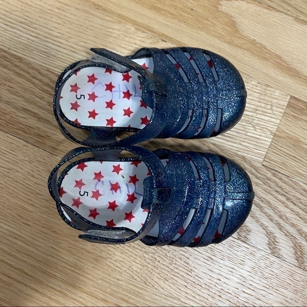 Blue Sparkle Jelly Shoes Sz 5 Sandals Shoes Kids Baby - Picture 2 of 3